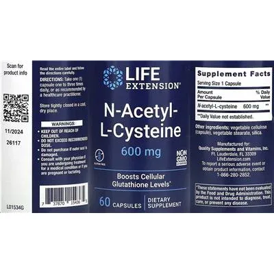N-Acetyl-L-Cysteine 600 mg - Life Extension