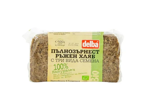 Хляб Био Delba Пълноз. Ръжен С 3 Вида Семена