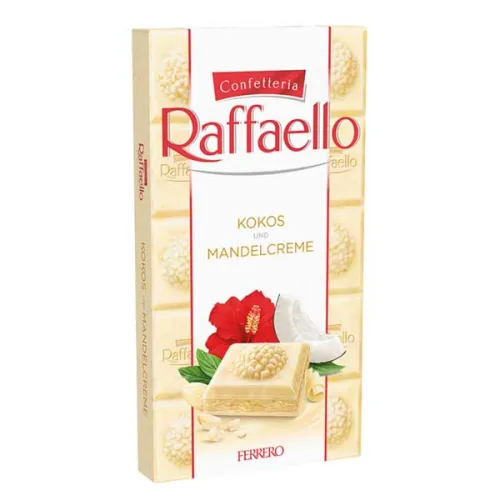 Шоколад бял с кокосово-бадемов пълнеж Raffaello 90 гр. - Raffaello