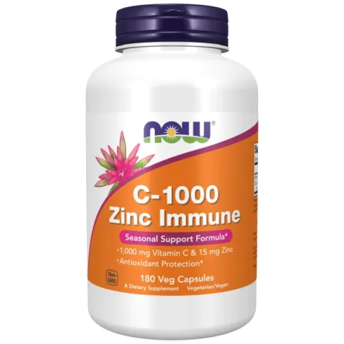 C-1000 Zinc Immune | Vitamin C + Zinc Bisglycinate (180 дози) / 180 капсули - NOW Foods