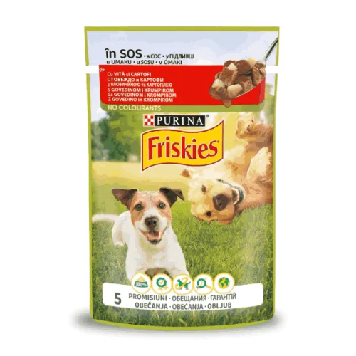 Кучешка храна Friskies пауч с говеждо и картофи 100 гр.