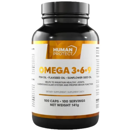 Omega 3-6-9 | with Fish Oil, Flax Oil & Sunflower Oil / 100 капсули, 100 дози - Human Protect
