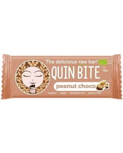 Био сурово барче, шоко фъстък, 30 g, Quin Bite - Quin Bite