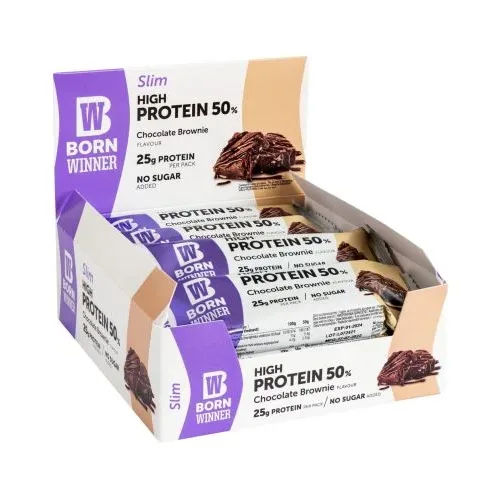 Slim Protein Bar, шоколадово брауни, 12 броя, Born Winner - Born Winner
