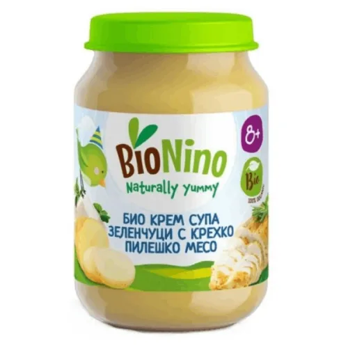 Bio Nino пюре крем супа зеленчуци с пилешко месо 8+ 190гр.