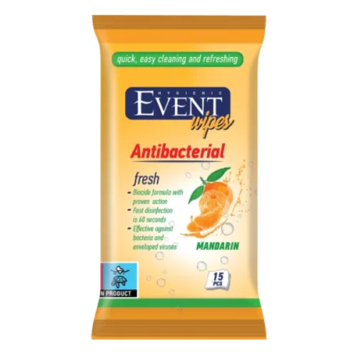 Влажни кърпички Event Antibacterial Мандарина 15бр. - Event