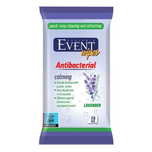 Влажни кърпички Event Antibacterial Лавандула 15бр. - Event