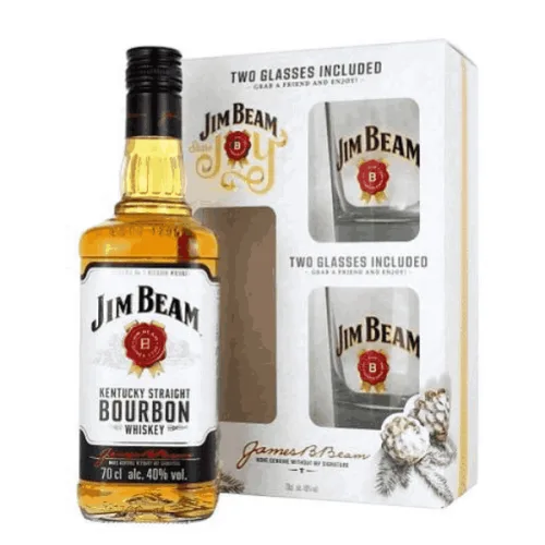 Бърбън Jim Beam 700мл. с две чаши