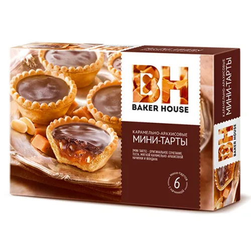 Мини-тарти с пълнеж от карамел и фъстъци Baker House 240гр. - Baker House