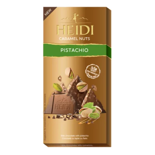 Шоколад млечен с карамелизиран шам фъстък Heidi Caramelnuts 80гр. - Heidi