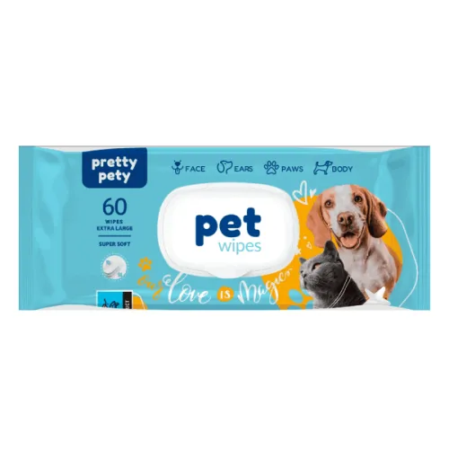 Мокри кърпички за домашни любимци Pet wipes 60бр.