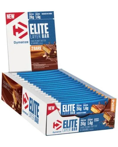 Elite Layer Протеинови барове, фъстъчено масло и карамел, 18 броя, Dymatize - Dymatize