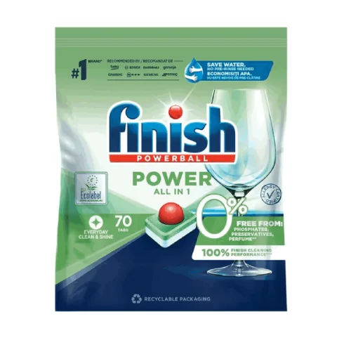 Капсули за съдомиялна Finish All in 1 Power 0% 70 бр. - Finish