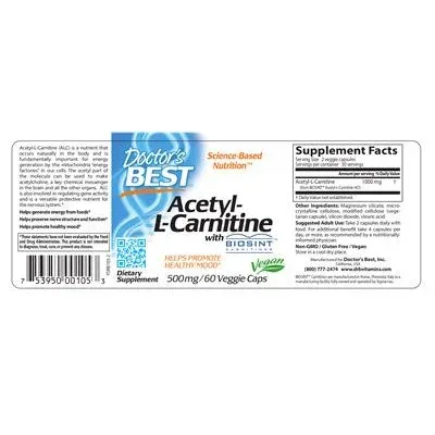 Ацетил-L-карнитин с Biosint карнитини 500 mg / Acetyl-L-Carnitine With Biosint Carnitines 500 mg - Doctor's Best