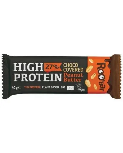 Био протеинов бар, фъстъчено масло и шоколад, 40 g, Roobar - Roobar