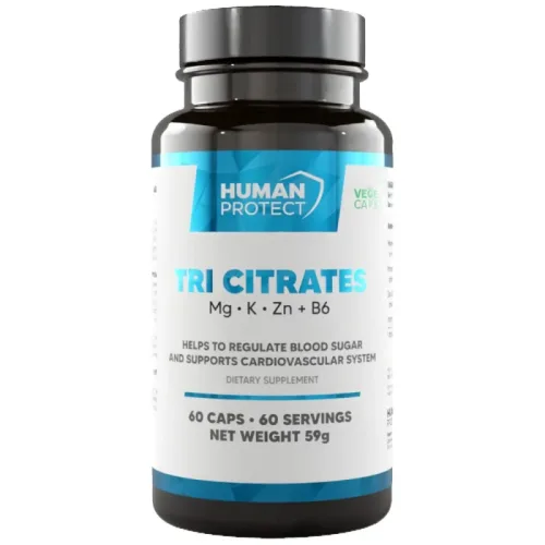 Tri Citrate | Magnesium + Potassium + Zinc / 60 капсули, 60 дози - Human Protect