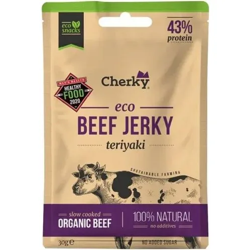 Био джърки от говеждо месо терияки, 30 g, Cherky - Cherky