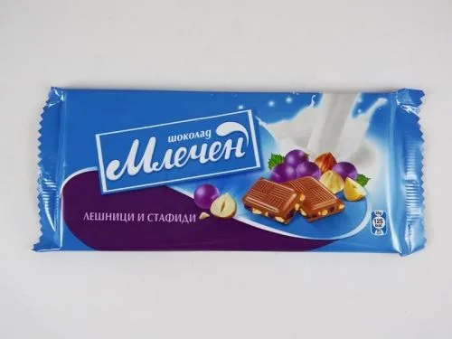 Млечен шоколад с лешници и стафиди 80гр.