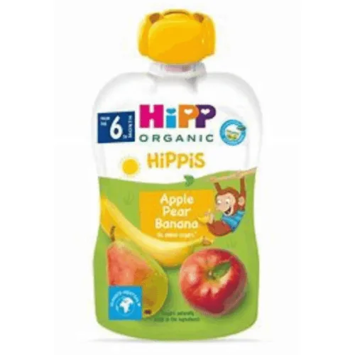 Био плодова закуска ябълка/круша/банан Hipp 100гр. пауч - Hipp
