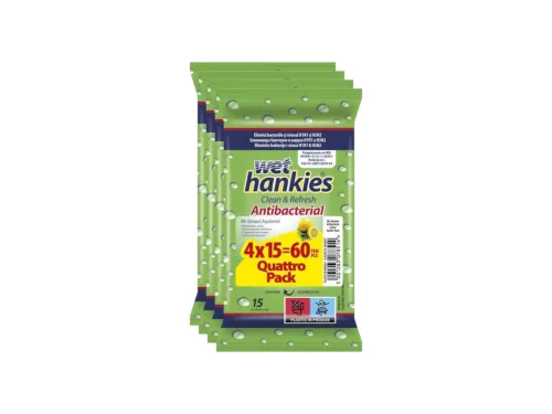 Кърпи Влажни Антибакт. Hankies Лимон 4X15бр