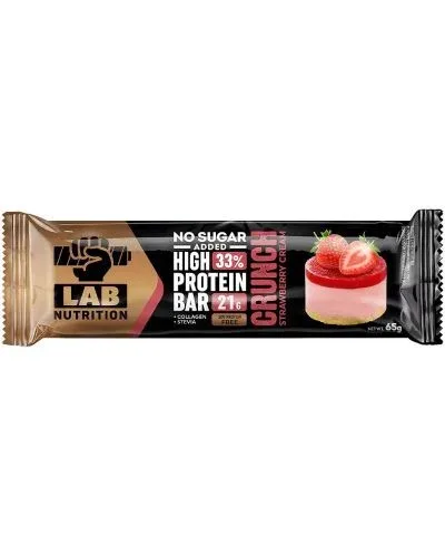 Протеинов бар, хрупкав ягодов крем, 12 x 65 г, Lab Nutrition / High Protein Bar, Crunch Strawberry Cream, 12 x 65 g, Lab Nutrition - Lab Nutrition