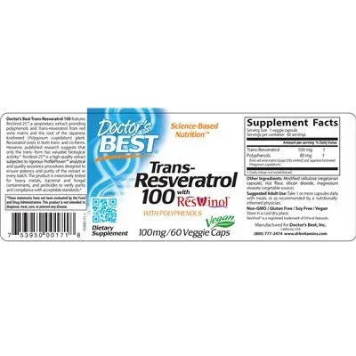 Trans-Resveratrol 100 с ResVinol / Trans-Resveratrol 100 With ResVinol - Doctor's Best