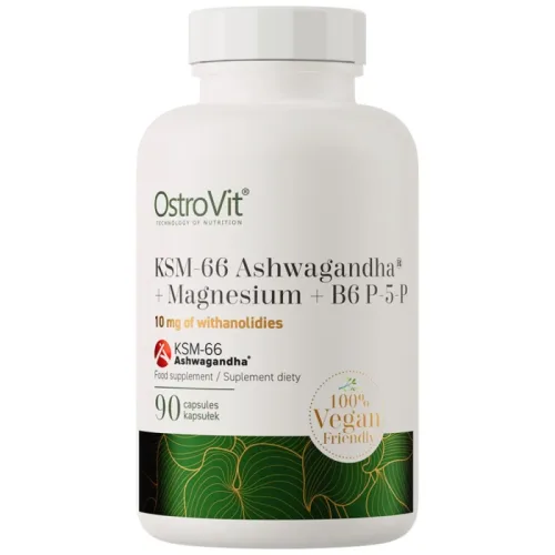 KSM-66 Ashwagandha® + Magnesium + B6 P-5-P (45 дози) / 90 капсули - OstroVit