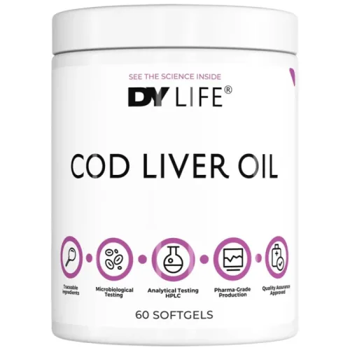 DY Life Cod Liver Oil 408.8 mg | with Vitamin A & D3 (60 дози) / 60 Гел капсули - Dorian Yates Nutrition
