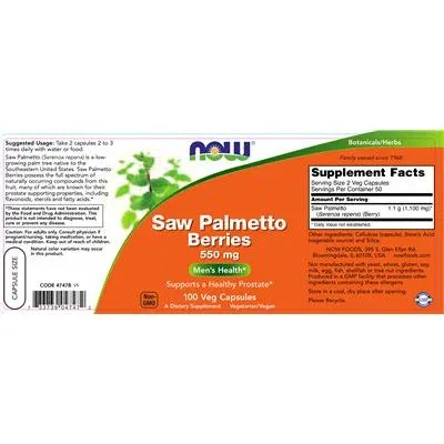 Плодове от Saw Palmetto 550 mg / Saw Palmetto Berries 550 mg - NOW
