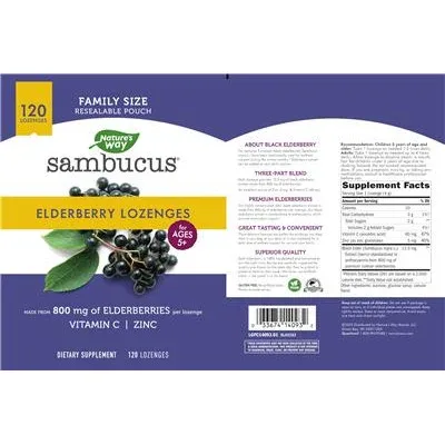 Лозунги от бъз за деца над 5 години / Sambucus Elderberry Lozenges for Ages 5+ - Nature's Way