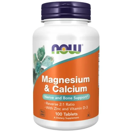 Magnesium & Calcium | with Vitamin D3 & L-OptiZinc (33 дози) / 100 Таблетки - NOW Foods
