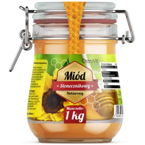 Natural Sunflower Honey / Натурален слънчогледов пчелен мед / 1000 грама - OstroVit