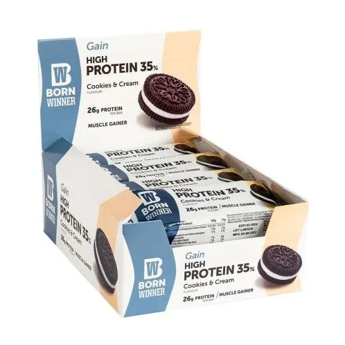 Gain Protein Bar, бисквити и сметана, 12 броя, Born Winner - Born Winner