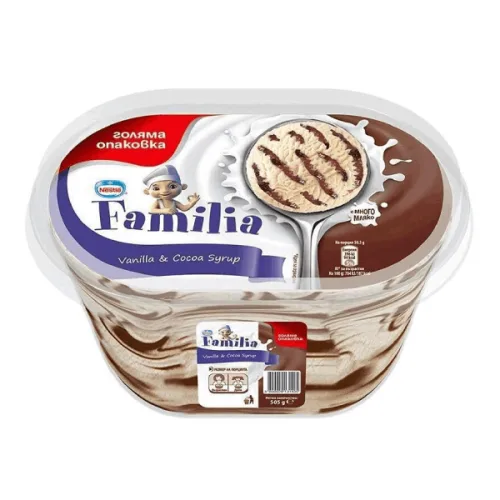 Сладолед Familia какао с бисквитки и лешници Nestle 433гр.