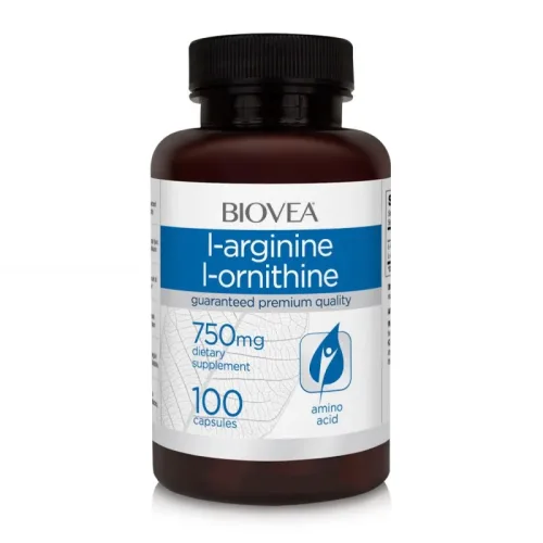 L-Arginine, L-Ornithine 750mg - Аргинин + Орнитин - Biovea