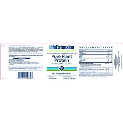 Pure Plant Protein Natural Vanilla Flavor - Life Extension