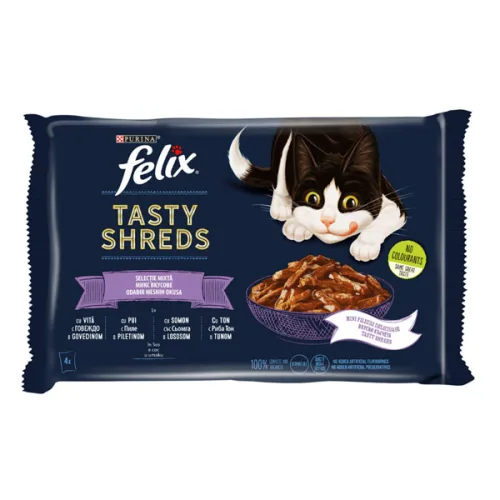 Котешка храна Felix Вкусни късчета микс  4*80гр. - Felix