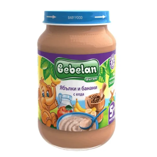 Пюре ябълки и банан с елда 5+месеца Bebelan 190гр. - Bebelan