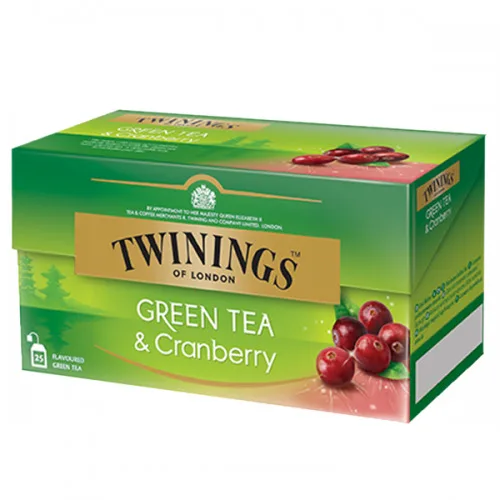 Чай Twinings Green Tea and Cranberry 25бр.*1,6гр. - Twinings