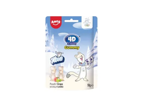 Бонбони Желирани Amos 4D Gummy Tina Праскова И Грозде 50 Г