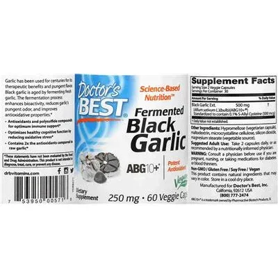 Ферментирал черен чесън 250 мг / Fermented Black Garlic 250 mg - Doctor's Best