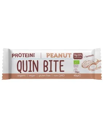 Био протеиново барче, фъстъци, 45 g, Quin Bite - Quin Bite