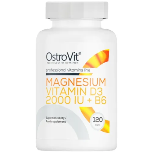 Magnesium + Vitamin D3 2000 IU + B6 / 120 Таблетки, 60 дози - OstroVit