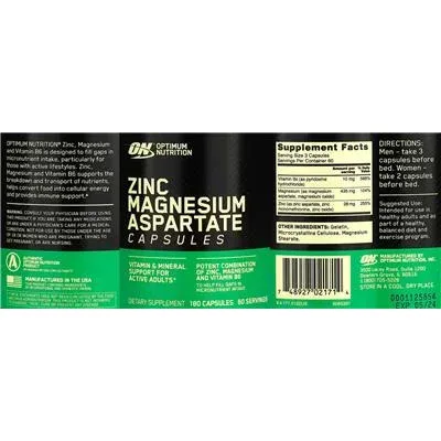 Капсули с цинк, магнезий и аспартат / Zinc Magnesium Aspartate Capsules - Optimum Nutrition