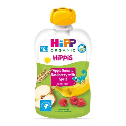 Био плодова закуска ябълка/банан/малина Hipp 100гр. пауч - Hipp