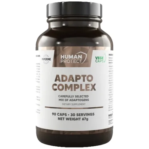 Adapto Complex | Adaptogenic Matrix with Ashwagandha, Bacopa, Rhodiola, Ginseng / 90 капсули, 90 дози - Human Protect