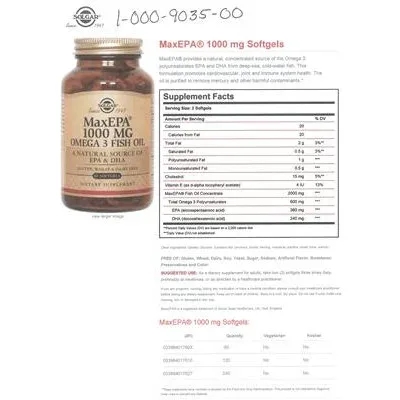 MaxEPA 1000 mg Омега 3 рибено масло / MaxEPA 1000 mg Omega 3 Fish Oil - Solgar