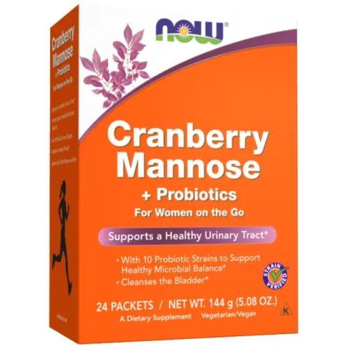Cranberry Mannose + Probiotics | For Women on the Go (24 дози) / 24 x 6 грама - NOW Foods