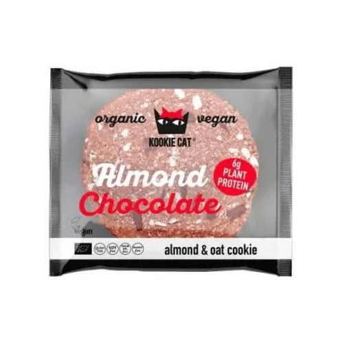 Био протеинова курабийка с бадеми и черен шоколад, 50 g, Kookie Cat - Kookie Cat
