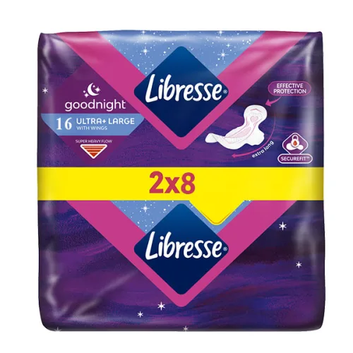 Дамски превръзки Libresse Goodnight ultra+large 16бр. - Llibresse